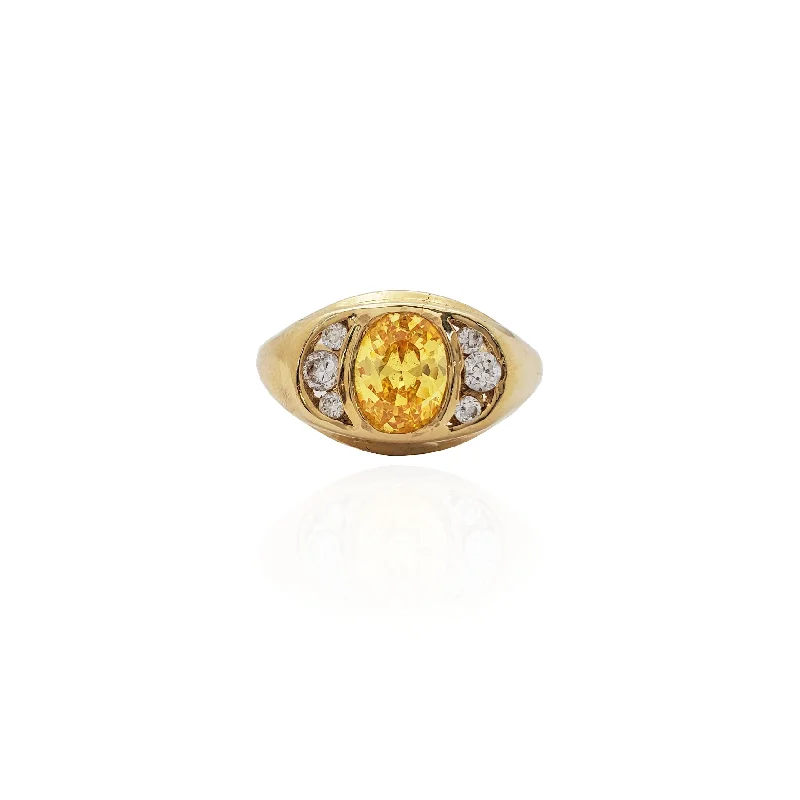 Bold Statement Rings For Fashion-Forward Women-Oval Shape Stone Halo CZ Ring (14K).