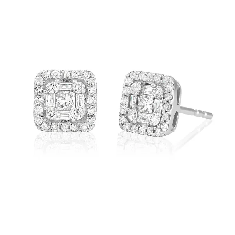 Chunky Earrings For Bold Fashion Choices-9ct White Gold 1/2 Carat Exquisite Diamond Stud Earrings