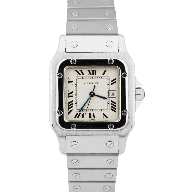 High-Tech Smart Watches With Fitness Features-MINT Cartier Santos Carrée 29mm AUTOMATIC Roman White Stainless Steel 2960 Watch