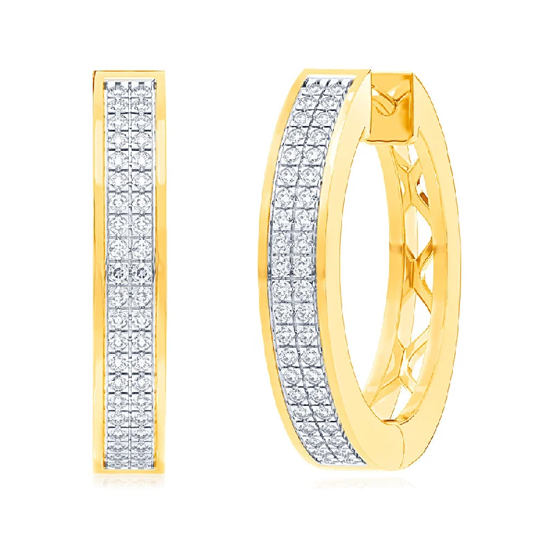 Bright Pink Earrings For Bold Statements-Luminesce Lab Grown 1/5 Carat Diamond Hoop Earrings in 9ct Yellow Gold