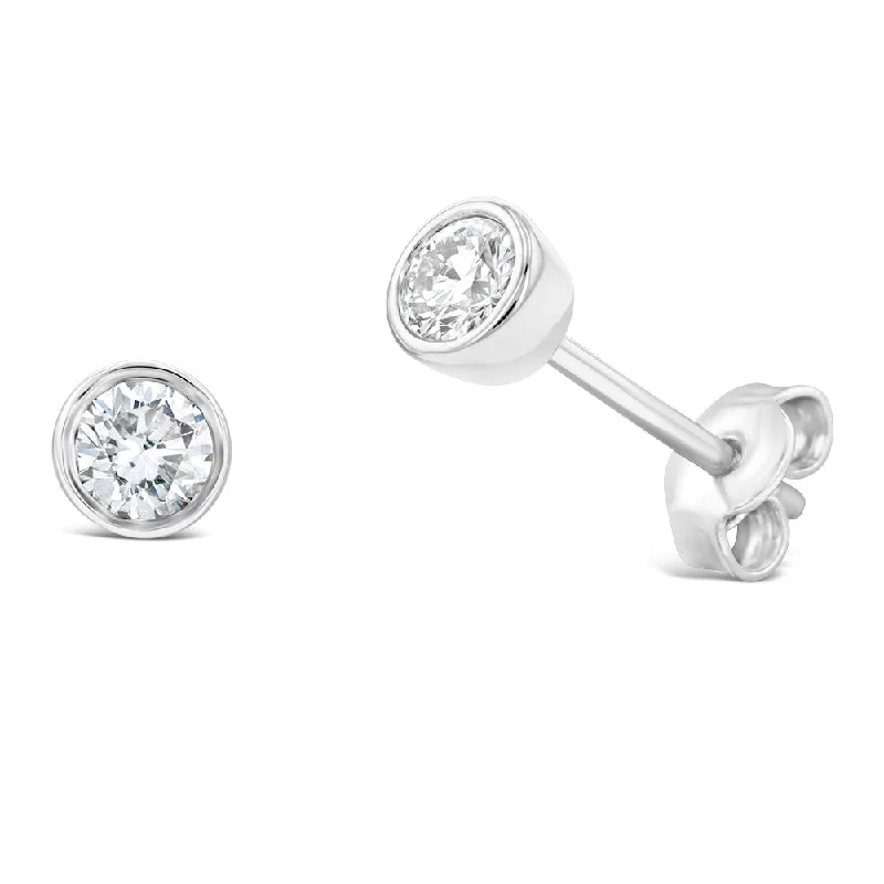 Large Hoops Earrings For Trendy Style-Sterling Silver 1/3 Carat Lab Grown Diamond Stud Earrings