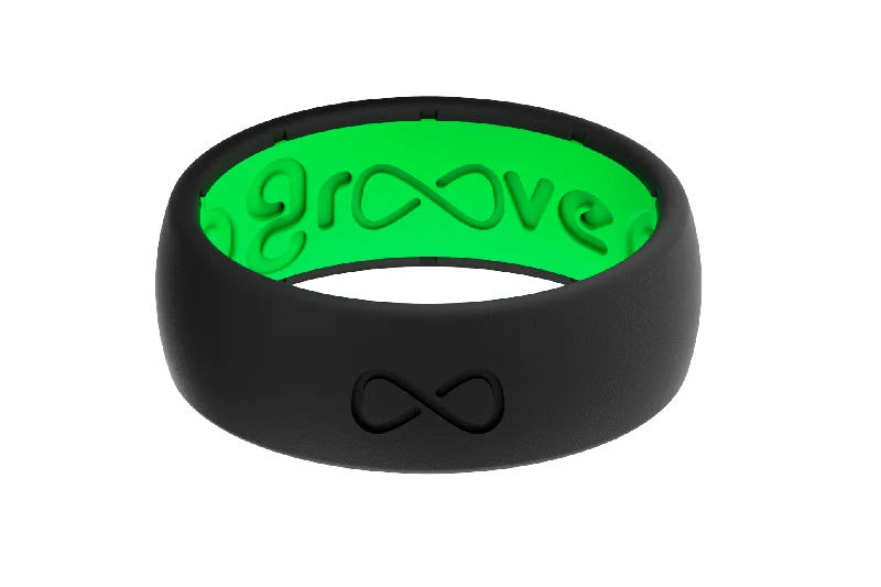 Elegant Vintage Rings For Timeless Style-Groove Life Silicone ORIGINAL Ring - Solid Midnight Black / Green