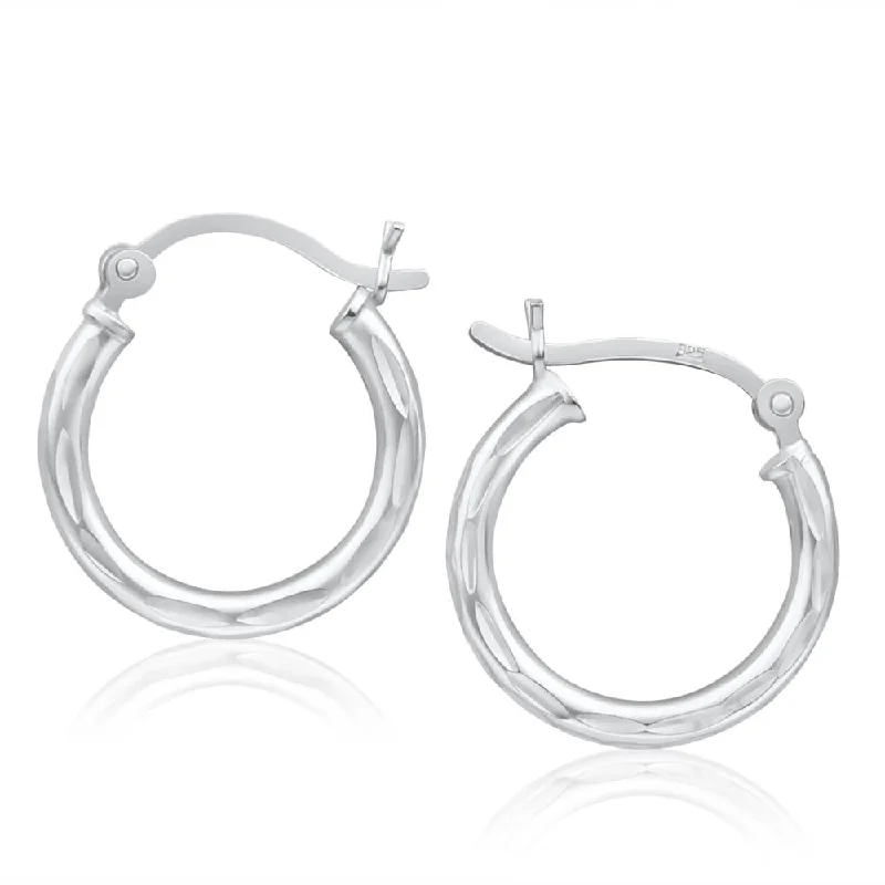 Bright Yellow Earrings For Fun Style-Sterling Silver 18mm Fancy Hoop Earrings