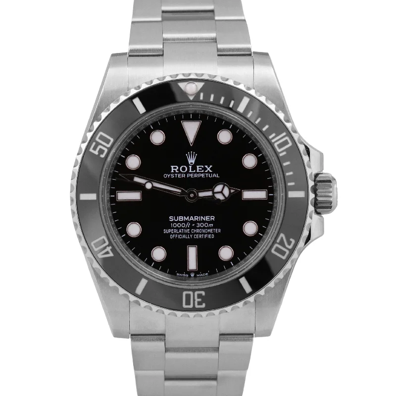 Elegant Watch Bracelets For Fashion-Forward Wear-2023 MINT Rolex Submariner 41mm No-Date BLACK Ceramic Stainless Steel 124060 LN