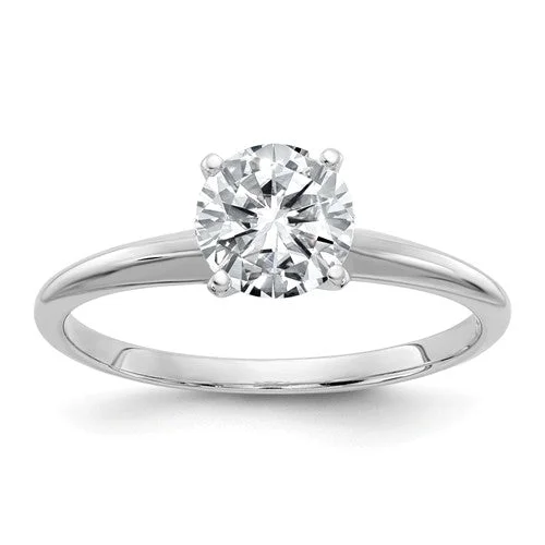 Stunning Custom Rings For Special Occasions-14k White Gold 6.5mm Round 1 CT D E F Pure Light Moissanite Solitaire Engagement Ring