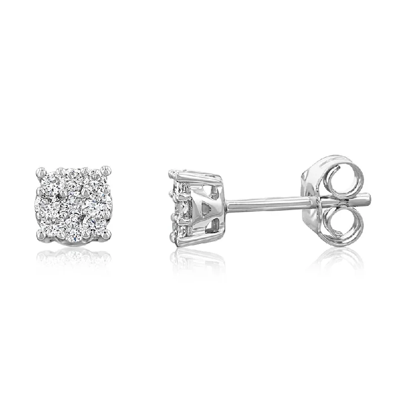 Gorgeous Dangle Earrings For Nightlife-9ct White Gold 1/3 Carat Diamond Stud Earrings