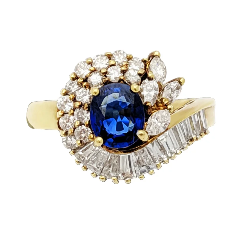 Unique Diamond Rings For Luxury Appeal-Diamond Helix Sapphire Cocktail Ring (18K)