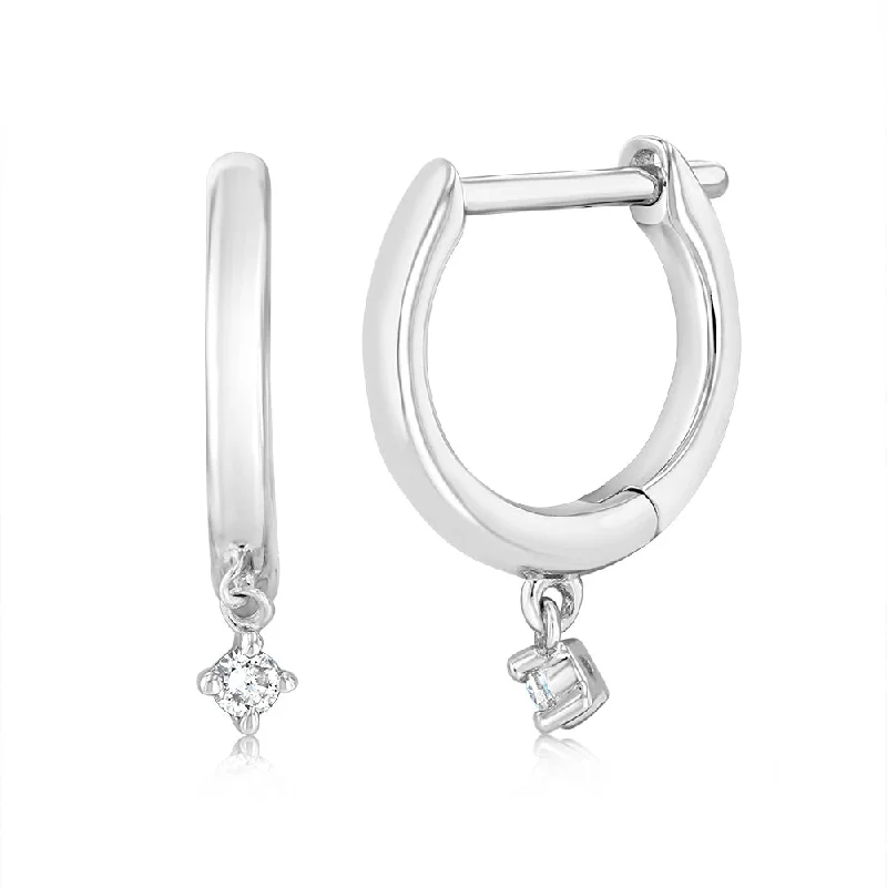 Bright Yellow Earrings For Fun Style-Luminesce Lab Grown 9ct White Gold Earrings in 2 Diamonds