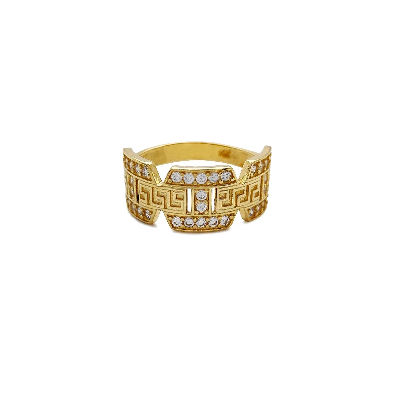 Trendy Stackable Rings For Modern Jewelry-Greek Hex Mariner Ring (14K)