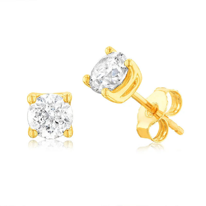 Minimalist Earrings For Daily Wear-9ct Yellow Gold 1.40 Carat Diamond Stud Earrings