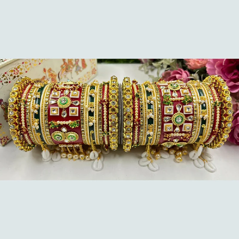 Classic Cuff Bangles For Stylish Looks-Shagna Acrylic Bridal Bangle Set