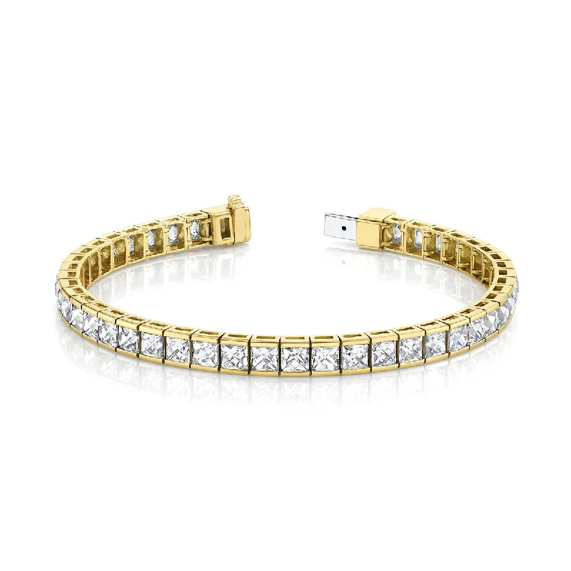 Stunning Rose Gold Bracelets For Fashionable Wear-Square French-cut Diamond Tennis Bracelet