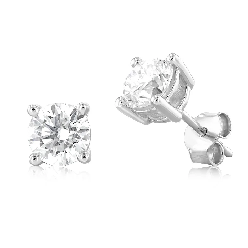 Creative Silver Earrings For Everyday Looks-Luminesce Lab Grown 2 Carat Solitaire Diamond Stud Earrings in Sterling Silver