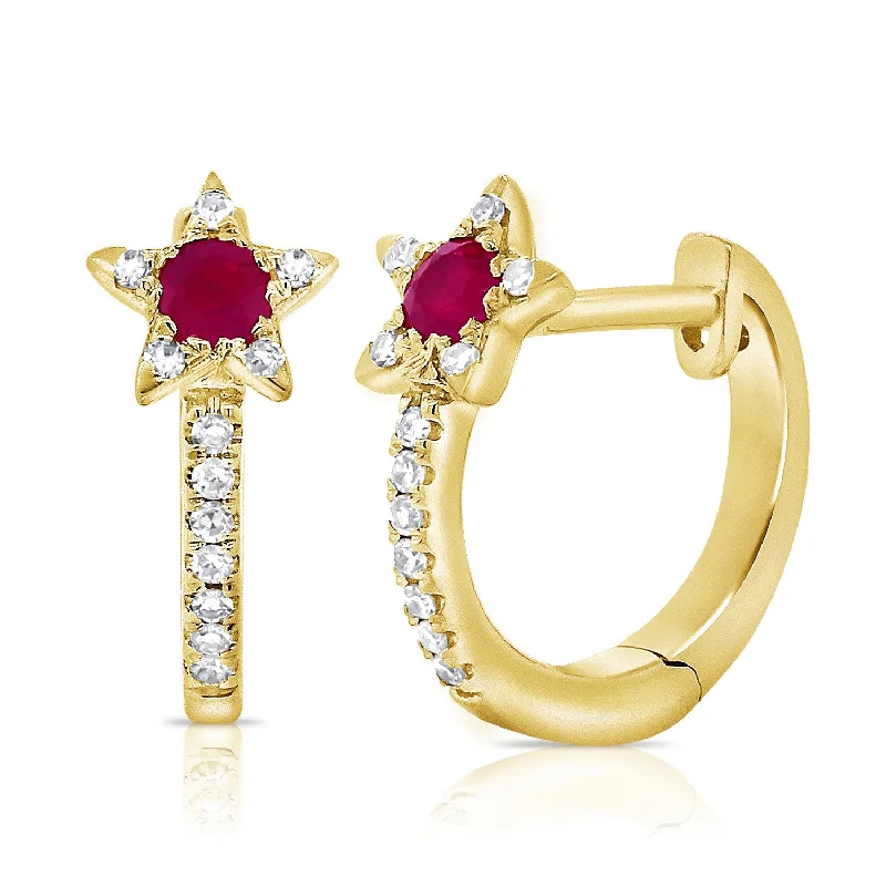 Cute Stud Earrings For Kids-Trendy Star-Shaped Huggie with Diamonds