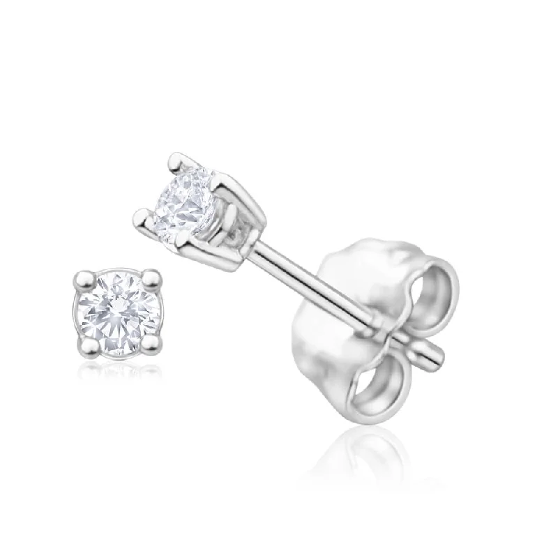 Fancy Earrings For Formal Gatherings-9ct White Gold Impressive Diamond Stud Earrings