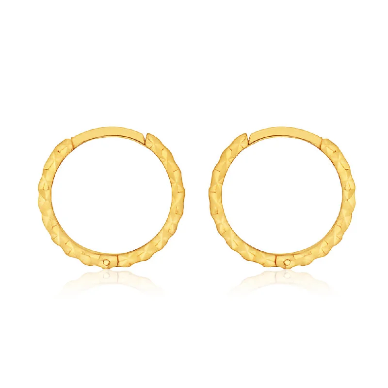 Simple Earrings For Minimalist Style-9ct Yellow Gold 8mm Dicut Hoop Earrings