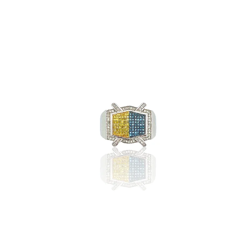 Trendy Fashion Rings For Modern Styles-Diamond Double Half Square Ring (10K).