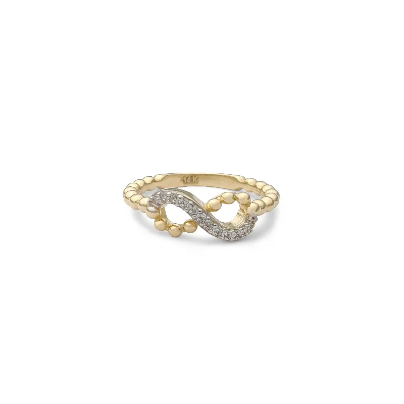 Luxury Rings For Special Occasions-Stoneset Dewdrop Infinity Ring (14K)