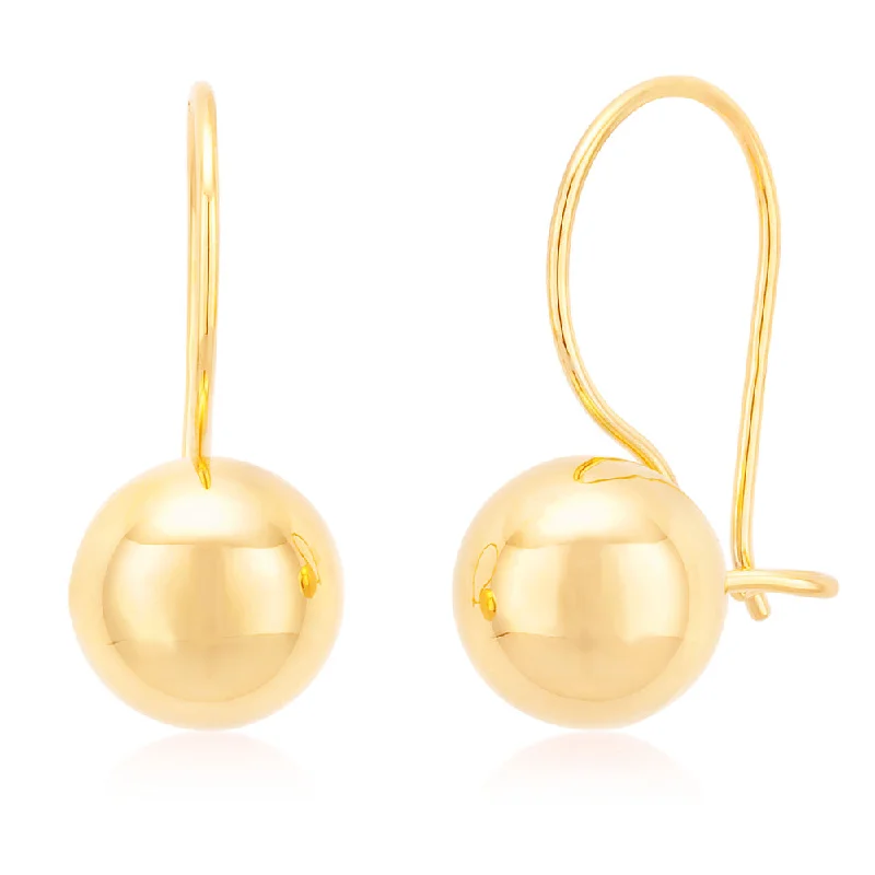 Silver Stud Earrings For Effortless Chic-9ct Yellow Gold 7mm Euroball Earrings