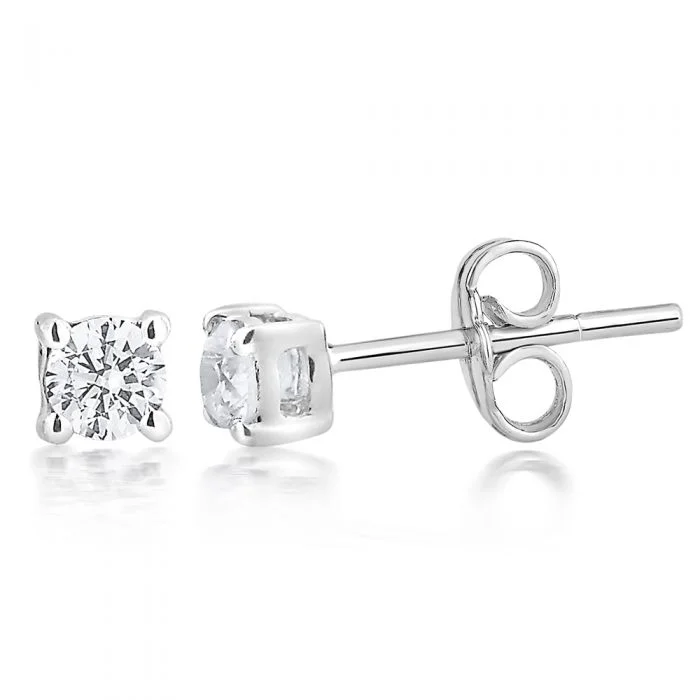 Exotic Earrings For Vacation Style-9ct White Gold  0.20 Carat Diamond Stud Earrings