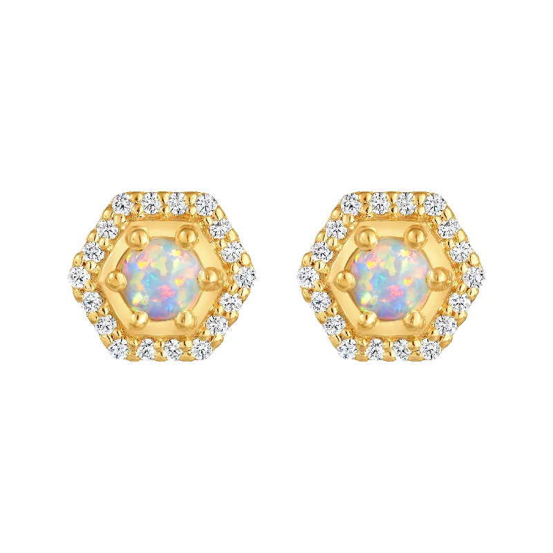 Crystal Drop Earrings For Formal Events-Opal & Diamond Tropicana Studs