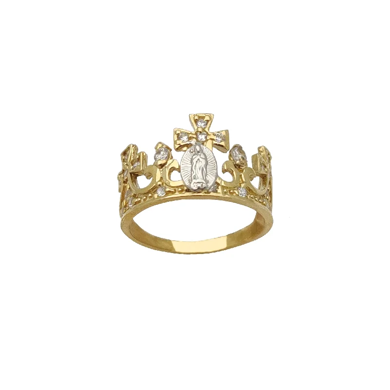 Unique Silver Rings For Creative Fashion-King's Crown Virgin Mary Ring (14K)