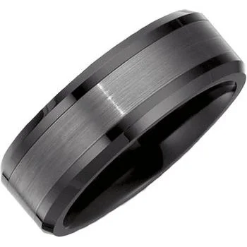 Custom Promise Rings For Special Occasions-Ceramic Couture® & Tungsten 8 mm Beveled-Edge Band