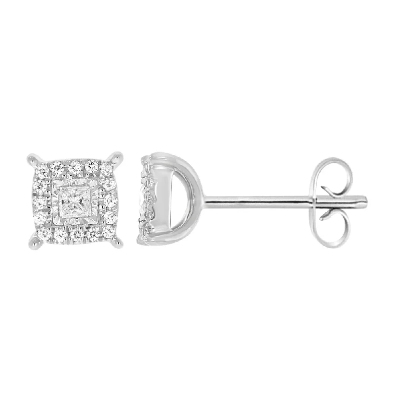 Unique Earrings For Trendsetting Styles-9ct White Gold Beautiful 1/5 Carat Diamond Stud Earrings