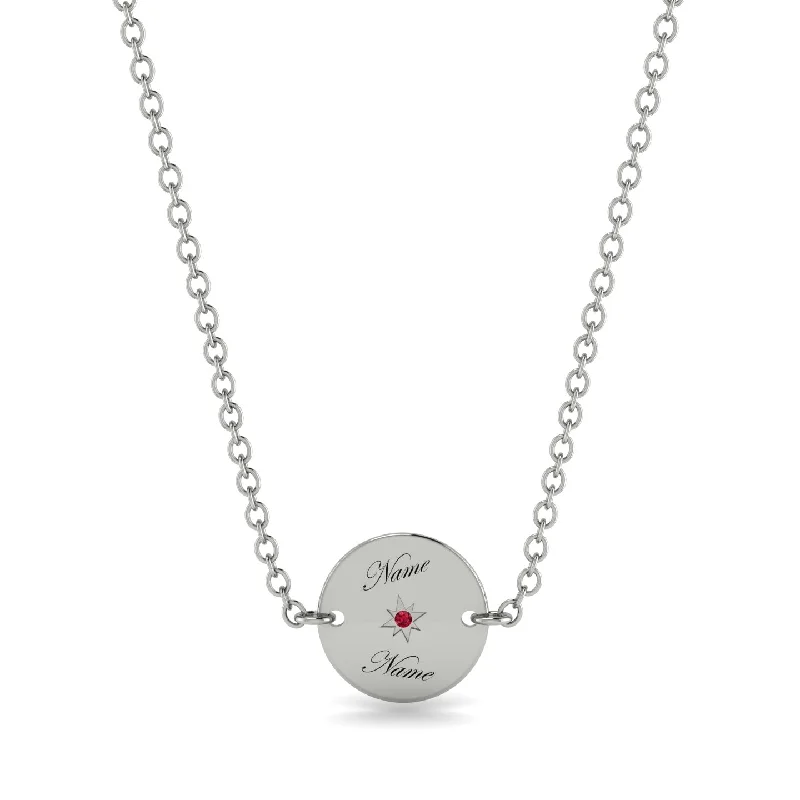 Personalised Round Ruby Necklace - Lena No. 12