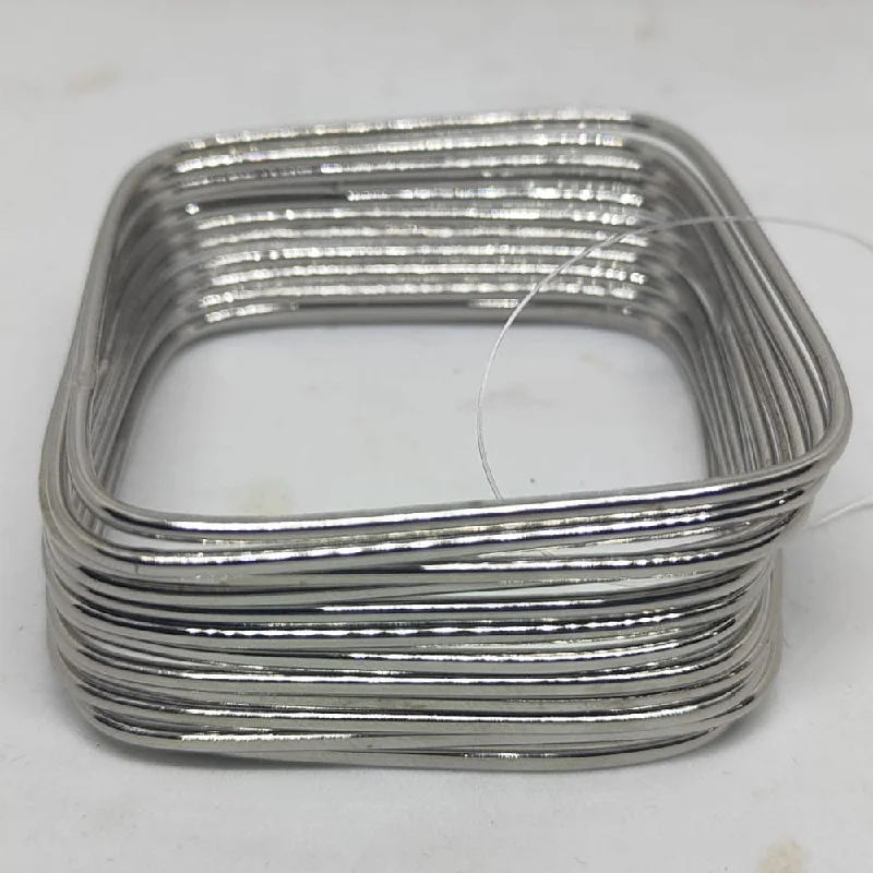 Unique Gold Bangles For Statement Style-Shree Asha Bangles Oxidised Silver Plated Square Bangles Set