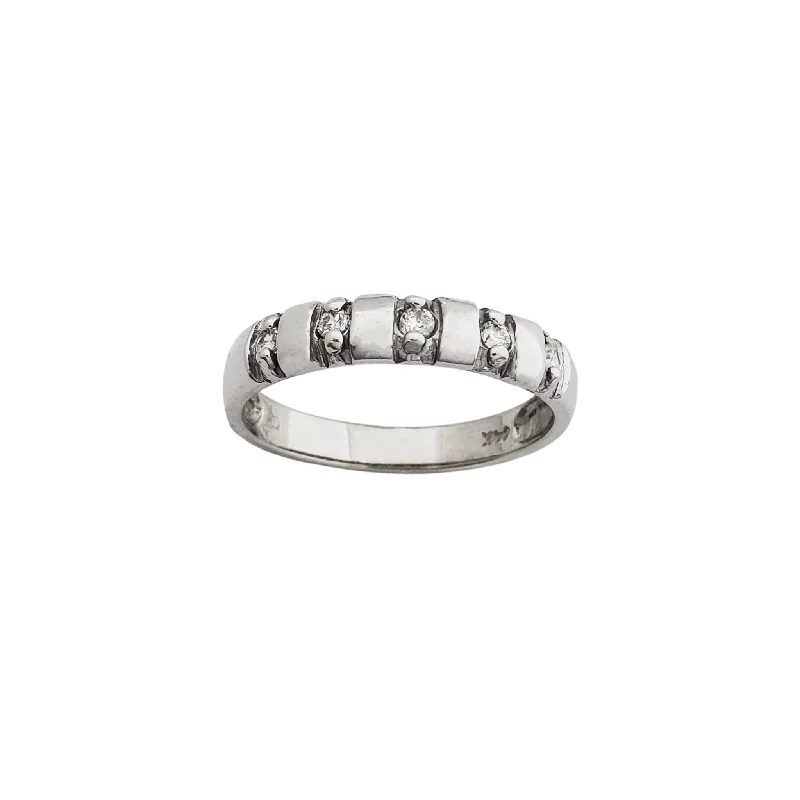 Gorgeous Wedding Bands For Couples-Alternating CZ Wedding Band (14K)