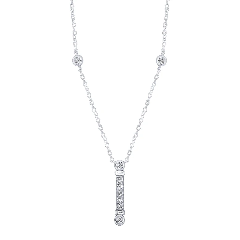 14K White Gold 1/5Ct Diamond Necklace