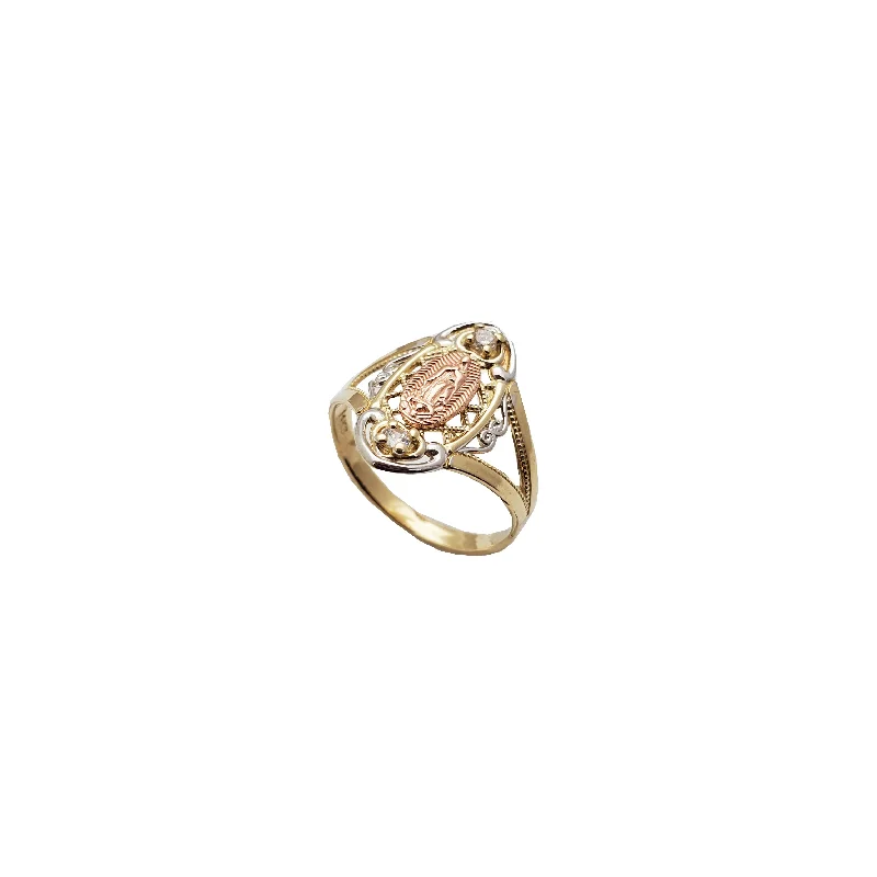 Luxury Engagement Rings For Stylish Brides-Tricolor Guadalupe Oval Filigree Ring (14K)