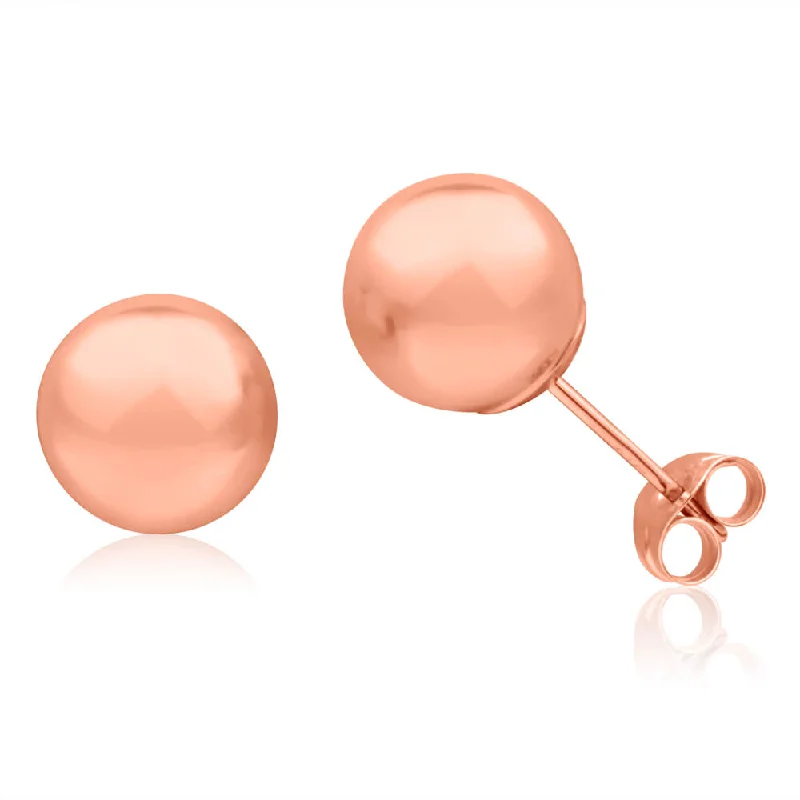 Customizable Earrings For Personalized Gifts-9ct Rose Gold 8mm Ball Stud Earrings