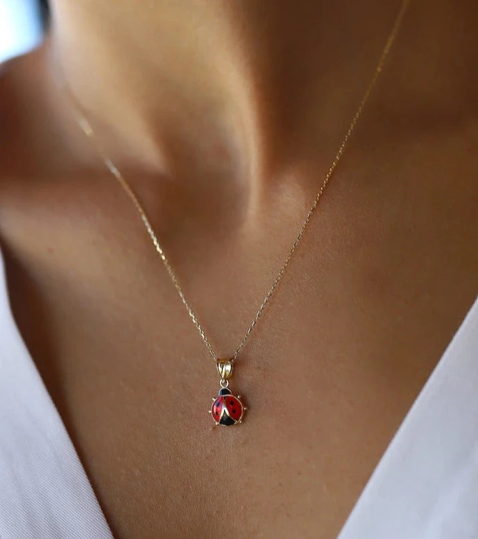 Ladybug Necklace Gold Plating