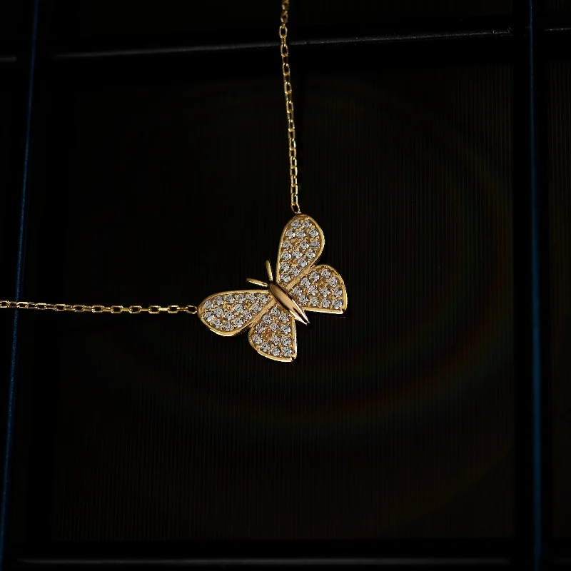 Butterfly Necklace Gold Plating