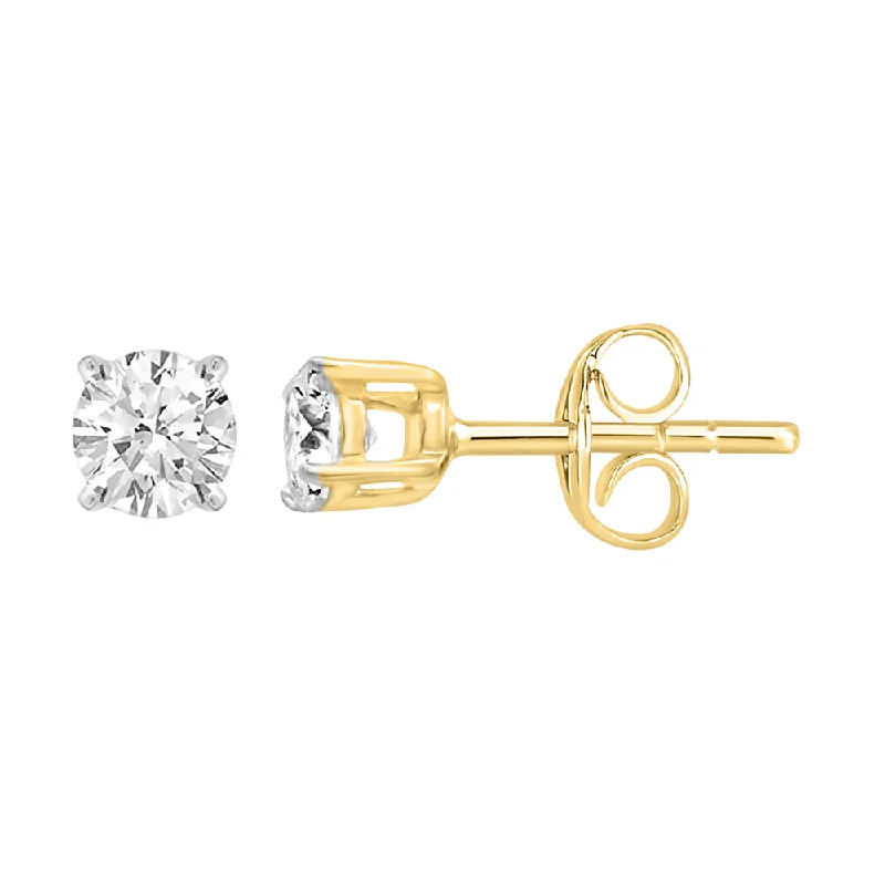 Sparkling Earrings For Formal Gatherings-9ct Yellow Gold 1/5 Carat Diamond Stud Earrings