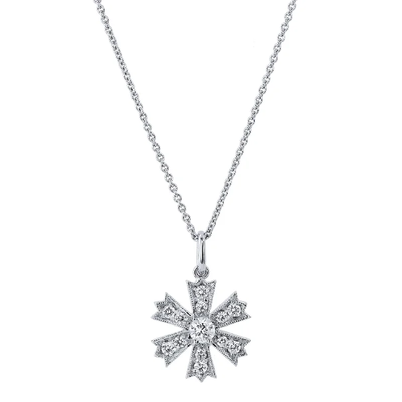 0.25 Carat Diamond Pave Flower Pendant