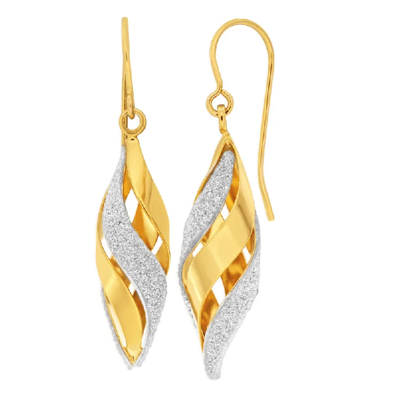 Luxurious Earrings For VIP Looks-9ct Yellow Gold Silver Filled Stardust Twist Cage Drop Earrings