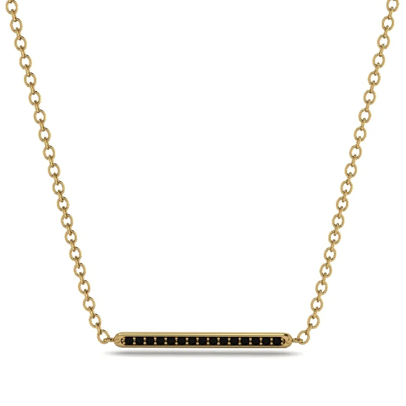 Channel Micro Pave Black Diamond Necklace - Nyla No. 7