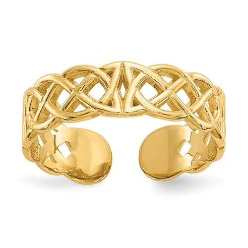 Sparkling Ruby Rings For Statement Jewelry-14k Yellow Gold Solid Celtic Knot Toe Ring