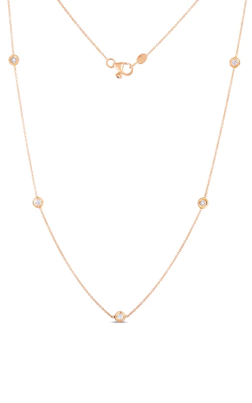 18K Rose Gold Diamonds by the Inch 5 Station Necklace