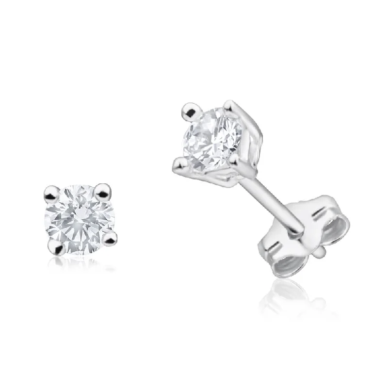 Precious Stone Earrings For Elegant Style-Sterling Silver Cubic Zirconia 4mm Claw Stud Earrings