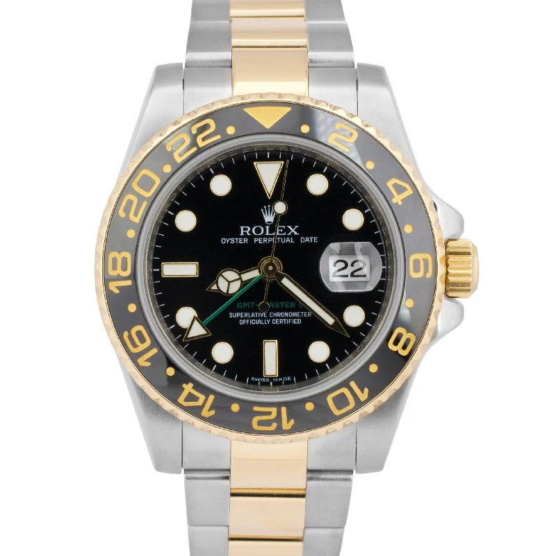 Stunning Women’s Watches With Sparkling Details-MINT PAPERS Rolex GMT-Master II Black Ceramic 18K Gold Steel 40mm 116713 BOX