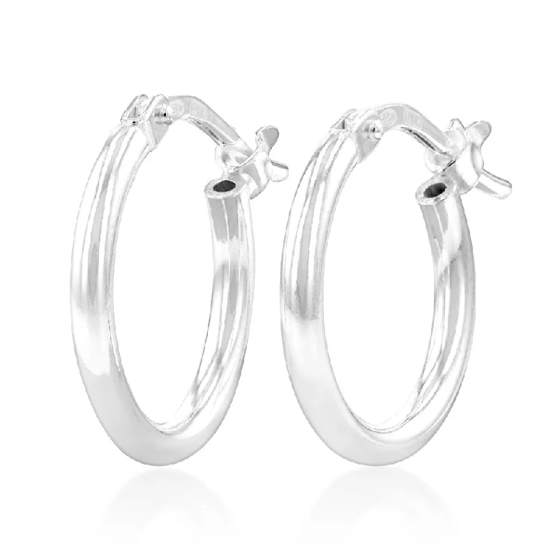 Statement Earrings For Special Occasions-Sterling Silver Plain 10mm Hoop Earrings