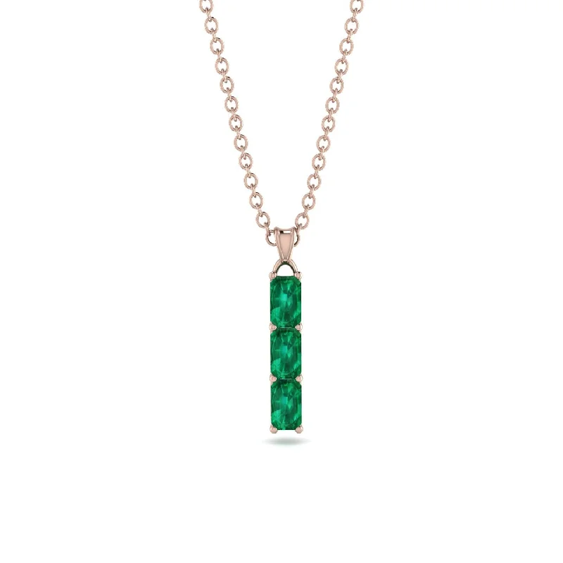 3 Emeralds Cut Emerald Necklace With Hidden Diamonds - Ember No. 20