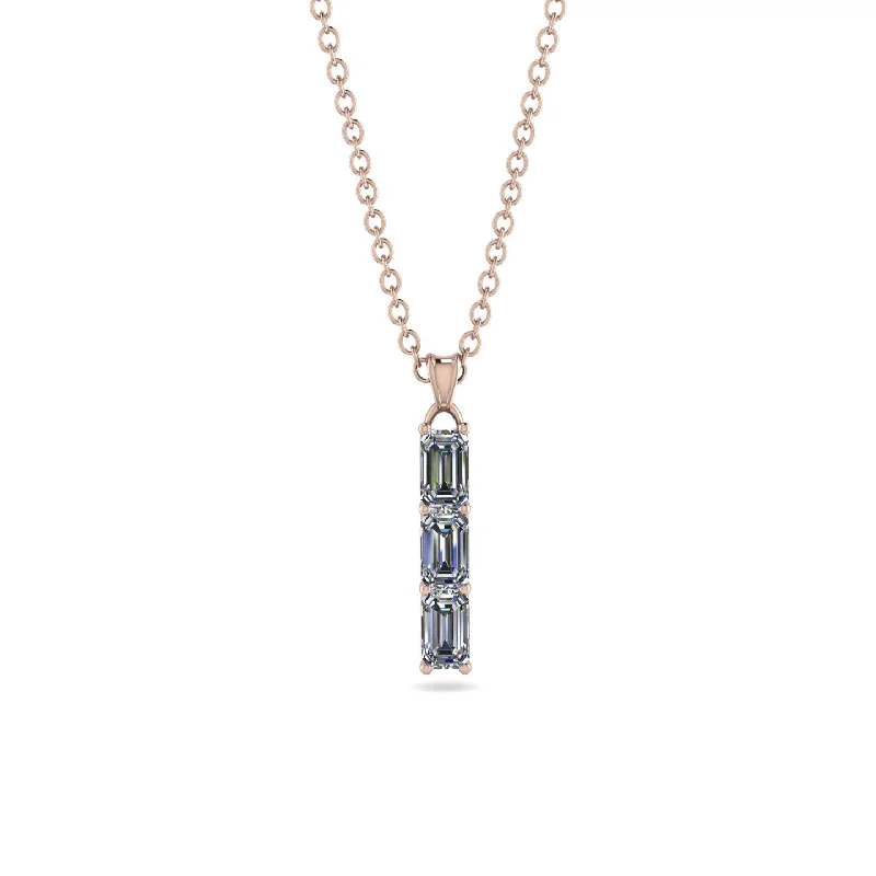 3 Emeralds Cut Diamond Necklace With Hidden Diamonds - Ember No. 17