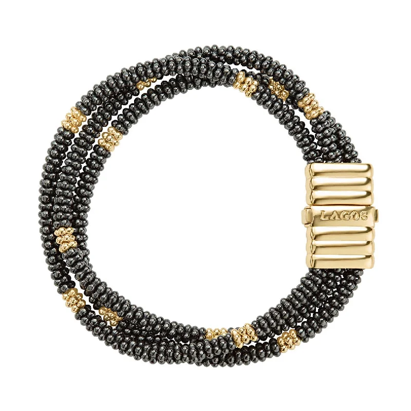 Stackable Bracelets For Layered Fashion-Three Strand Ceramic Beaded Bracelet