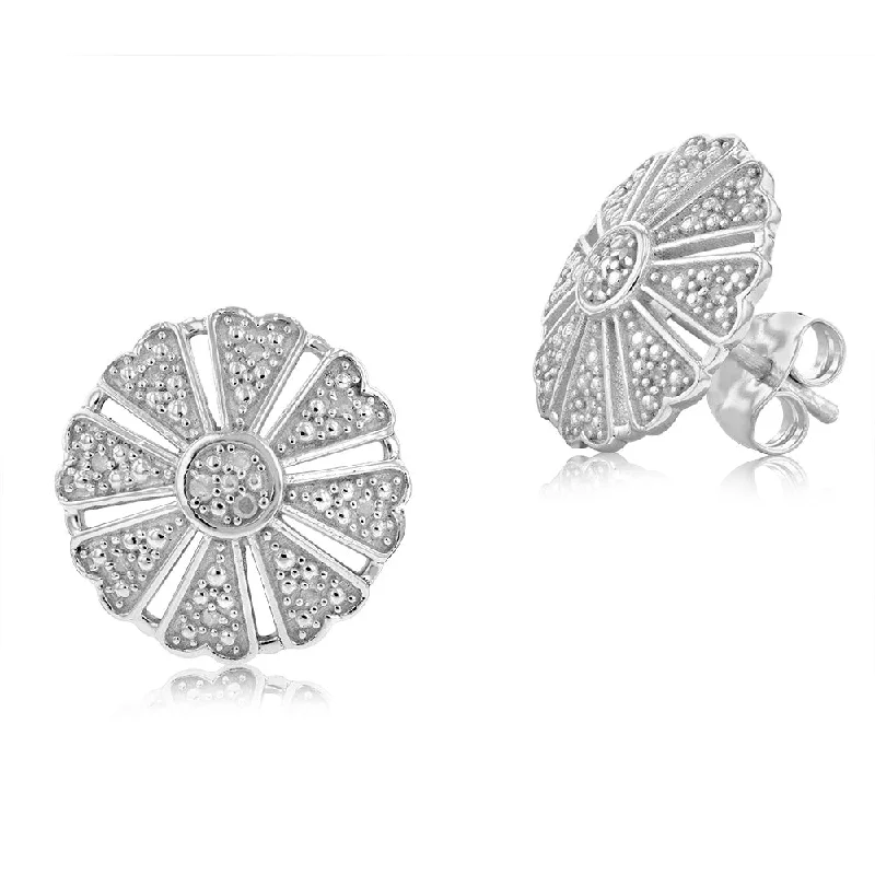 Party Earrings For Bold Styles-10Point Diamond Stud Earrings in Sterling Silver