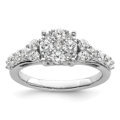 Colorful Engagement Rings For Non-Traditional Brides-14k White Gold Lab Grown Diamond Cluster Engagement Ring